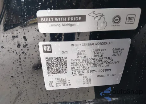 2025 Chevrolet Traverse Fwd Rs from USA, damaged, VIN 1GNERLRS2SJ303898